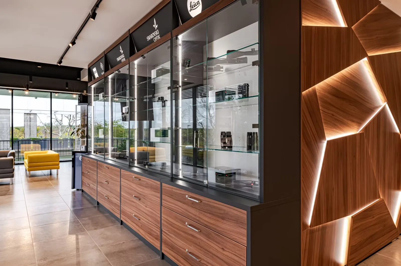 WB Shooting Center showroom — kereskedelmi enteriőr a GA Design Labtől
